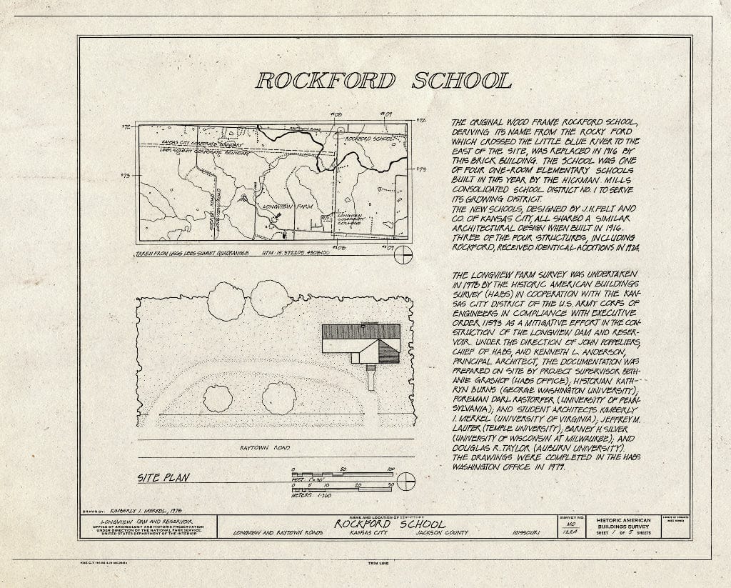 Blueprint HABS MO,48-KANCI,3- (Sheet 1 of 5) - Rockford School, Raytown & Longview Road, Kansas City, Jackson County, MO