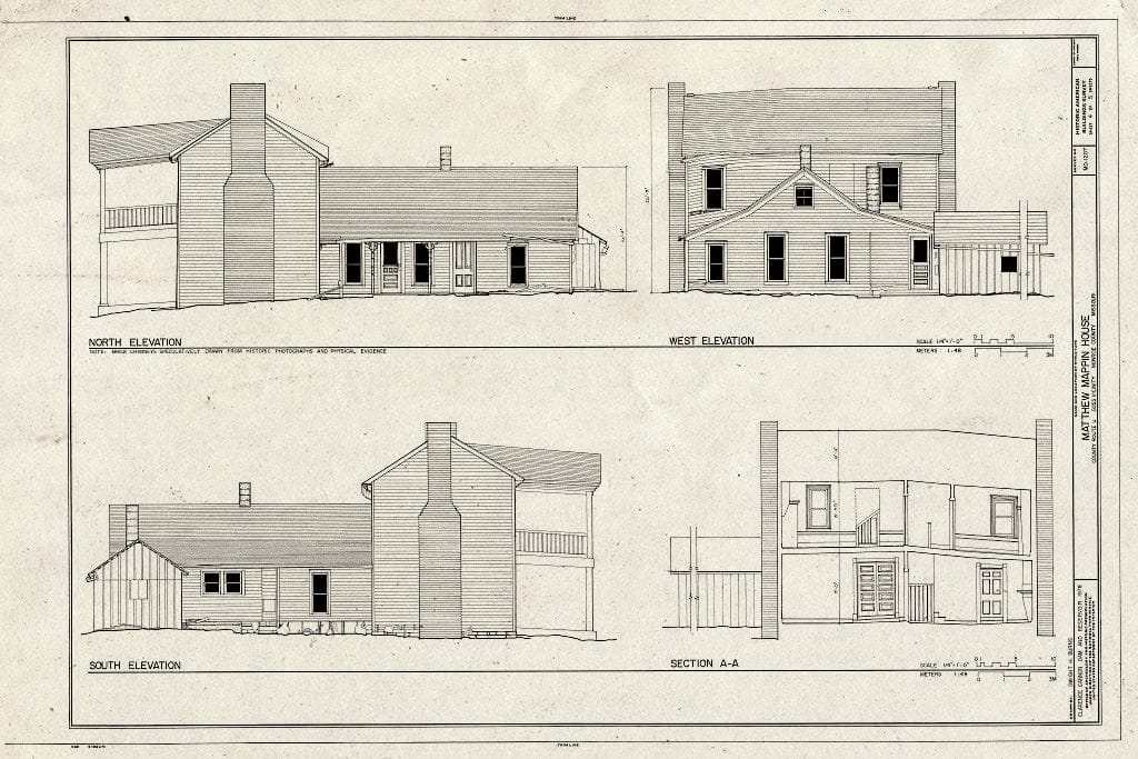 Blueprint HABS MO,69-GOSS.V,2- (Sheet 4 of 5) - Matthew Mappin House, County Route U, Goss, Monroe County, MO