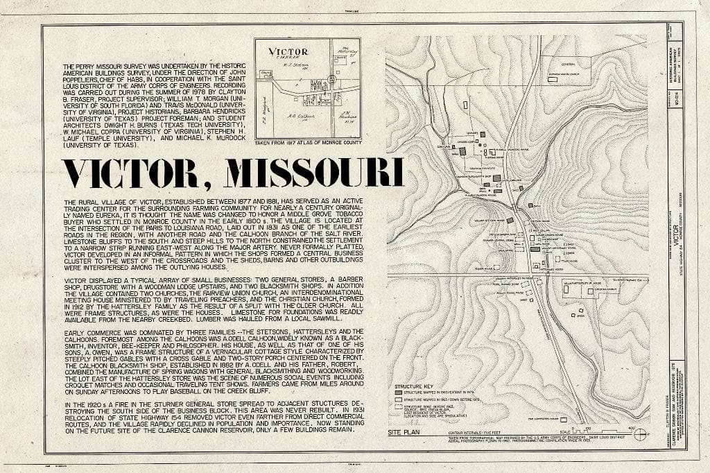 Blueprint HABS MO,69-VICT,1- (Sheet 1 of 1) - Village of Victor, Victor, Monroe County, MO