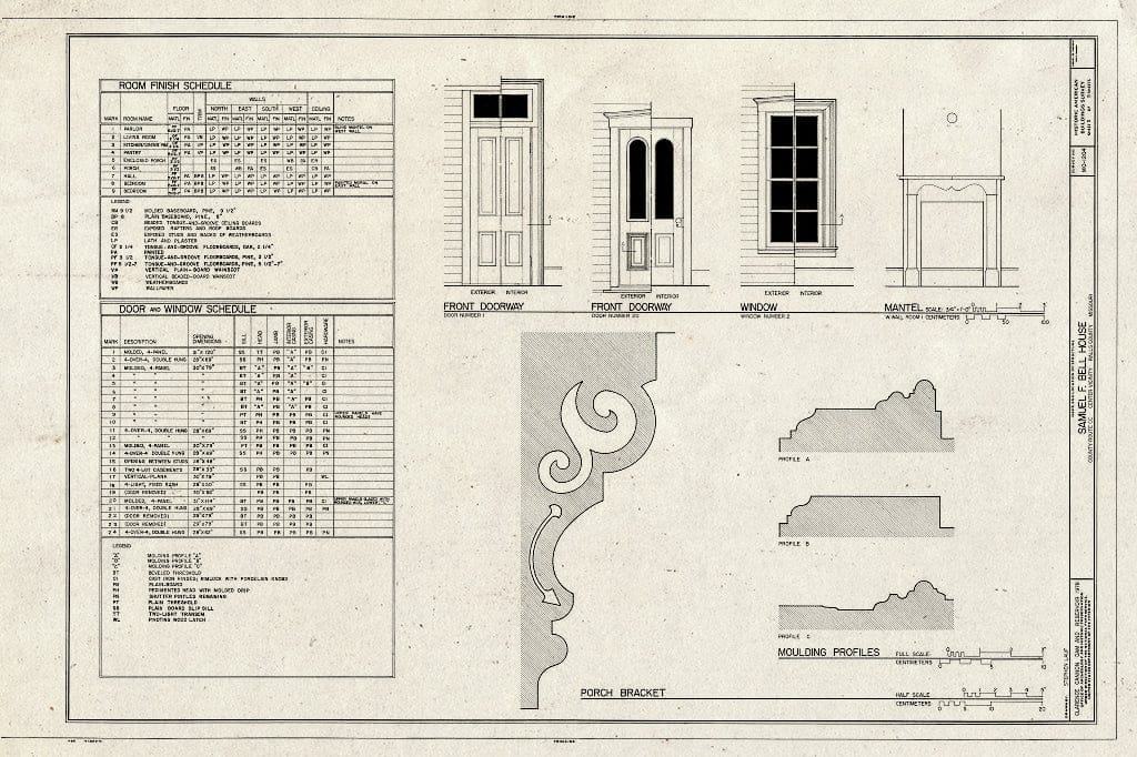 Blueprint HABS MO,87-Cent.V,1- (Sheet 5 of 5) - Samuel F. Bell House, County Route CC Vicinity, Center, Ralls County, MO