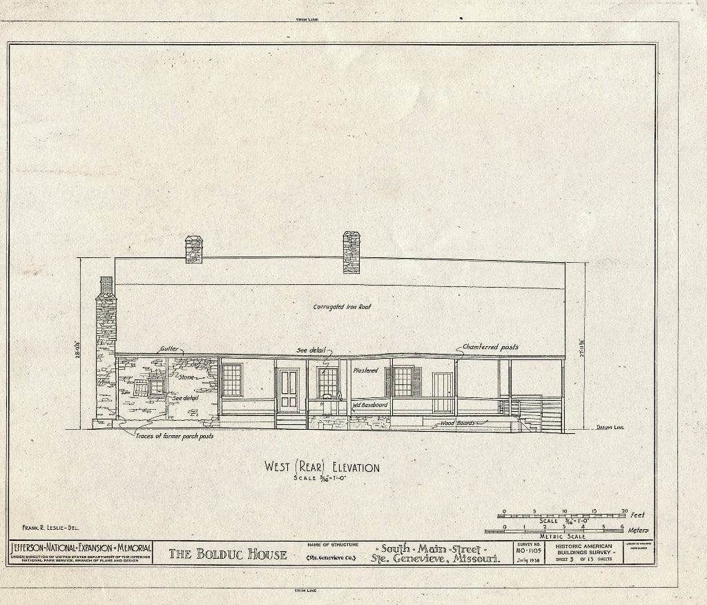 Blueprint HABS MO,97-SAIGEN,6- (Sheet 3 of 13) - Louis Bolduc House, 123 South Main Street, Sainte Genevieve, Ste. Genevieve County, MO