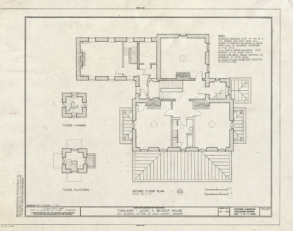Blueprint HABS MO,95-AFT,1- (Sheet 4 of 12) - Oakland, 7801 Genesta Street, Affton, St. Louis County, MO