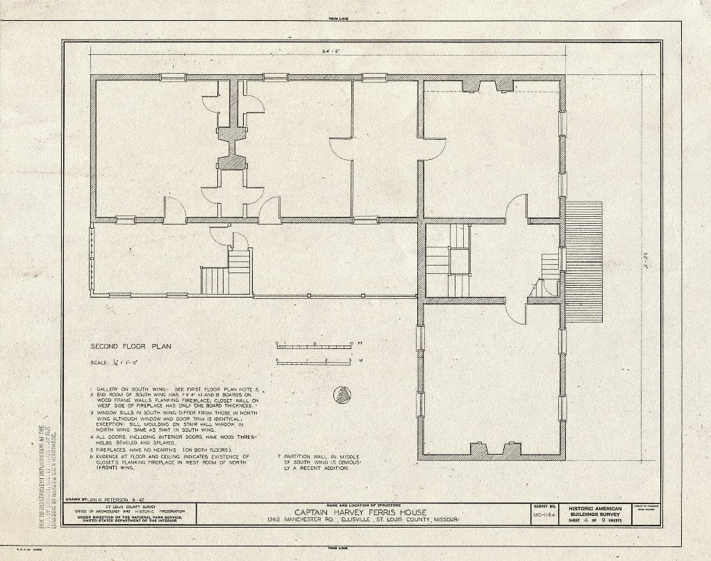 Blueprint HABS MO,95-Ellis,1- (Sheet 4 of 9) - Captain Harvey Ferris House, 1362 Manchester Road, Ellisville, St. Louis County, MO
