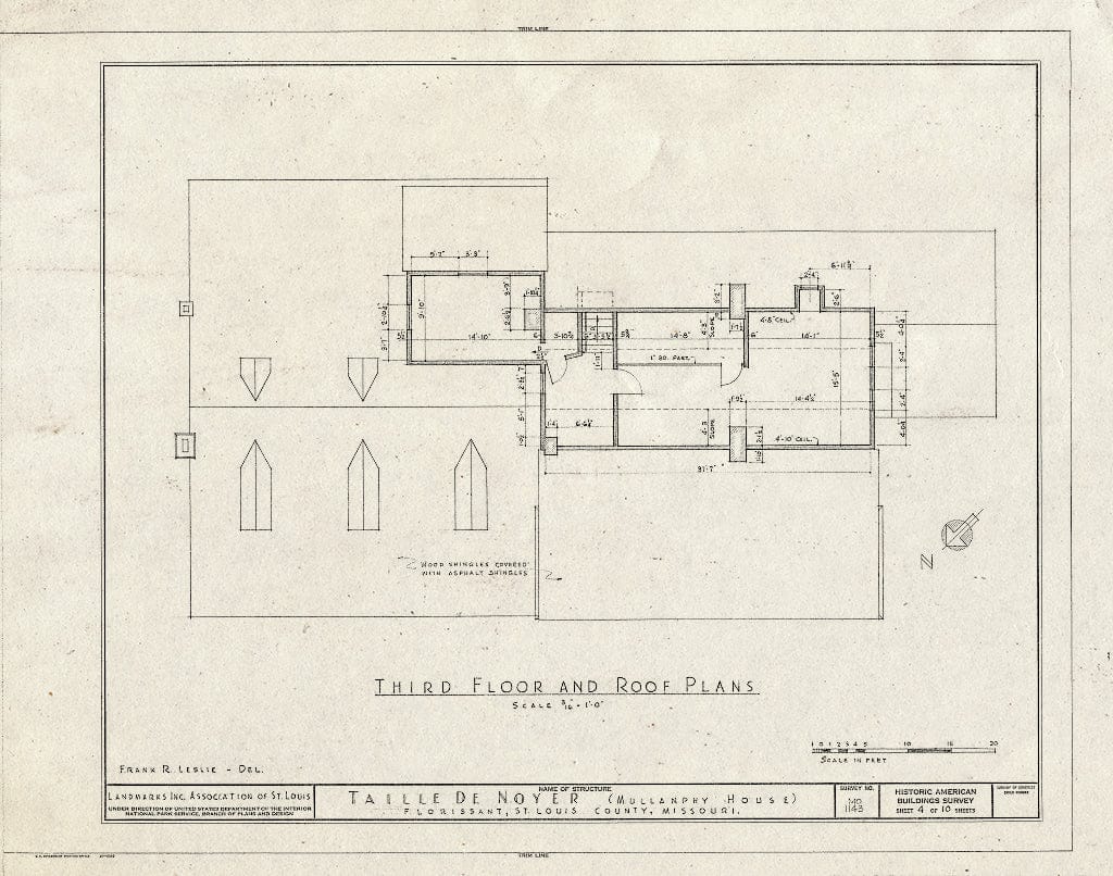 Blueprint HABS MO,95-Flori.V,2- (Sheet 4 of 10) - Taille de Noyer, 400 Taille de Noyer, Florissant, St. Louis County, MO