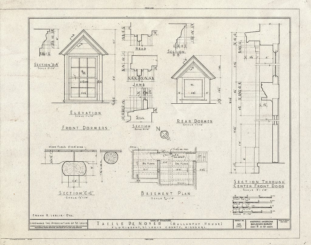 Blueprint HABS MO,95-Flori.V,2- (Sheet 8 of 10) - Taille de Noyer, 400 Taille de Noyer, Florissant, St. Louis County, MO