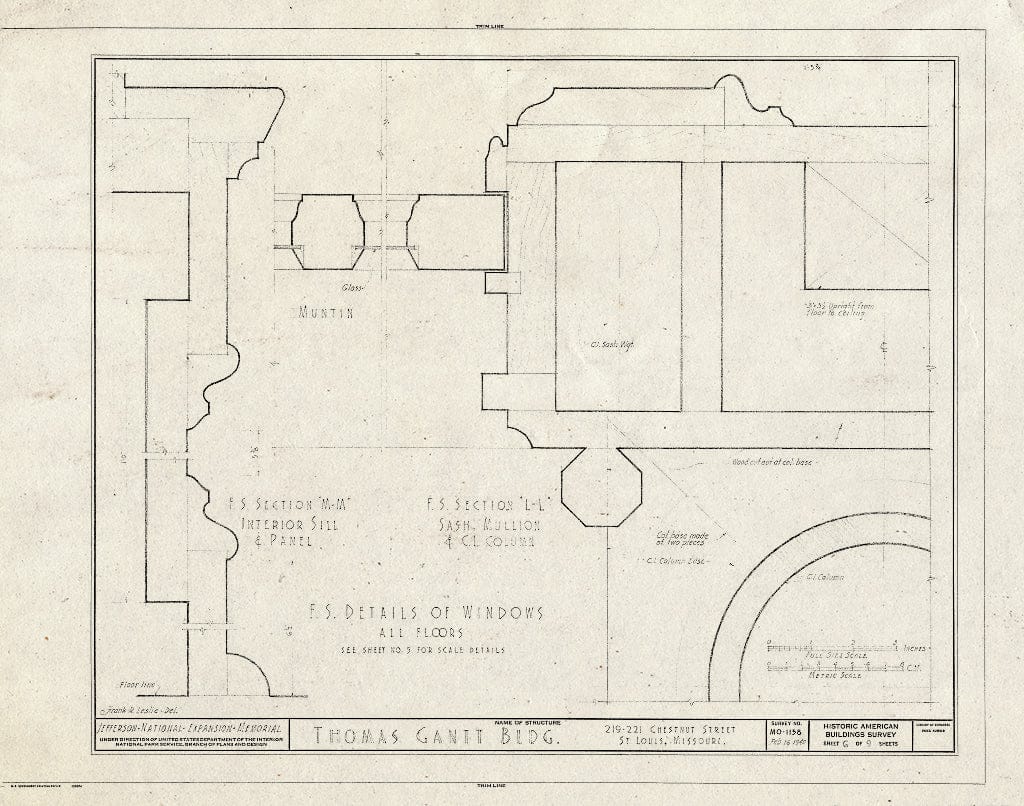Blueprint HABS MO,96-SALU,70- (Sheet 6 of 9) - Thomas Gantt Building, 219-221 Chestnut Street, Saint Louis, Independent City, MO