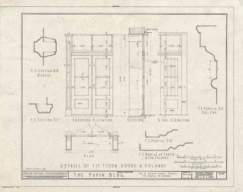 Blueprint HABS MO,96-SALU,72- (Sheet 3 of 5) - Papin Building, 113-115 North First Street, Saint Louis, Independent City, MO