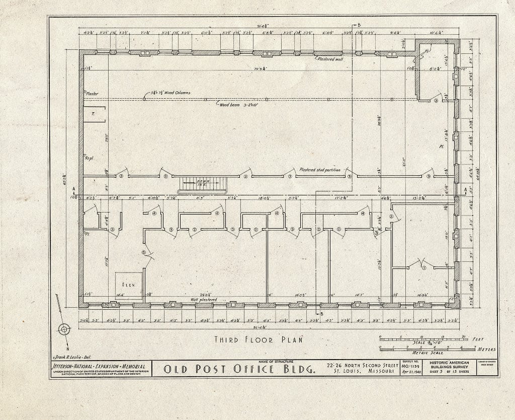 Blueprint HABS MO,96-SALU,48- (Sheet 3 of 13) - Old Post Office Building (Ruins), 22-26 North Second Street, Saint Louis, Independent City, MO
