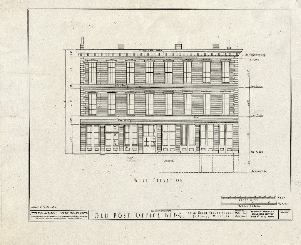 Blueprint HABS MO,96-SALU,48- (Sheet 4 of 13) - Old Post Office Building (Ruins), 22-26 North Second Street, Saint Louis, Independent City, MO