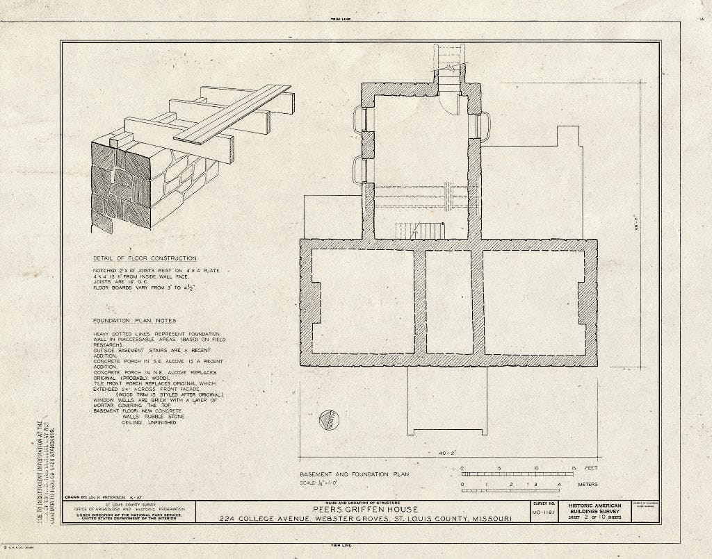 Blueprint HABS MO,95-WEBGRO,1- (Sheet 2 of 10) - Peers Griffen House, 224 College Avenue, Webster Groves, St. Louis County, MO