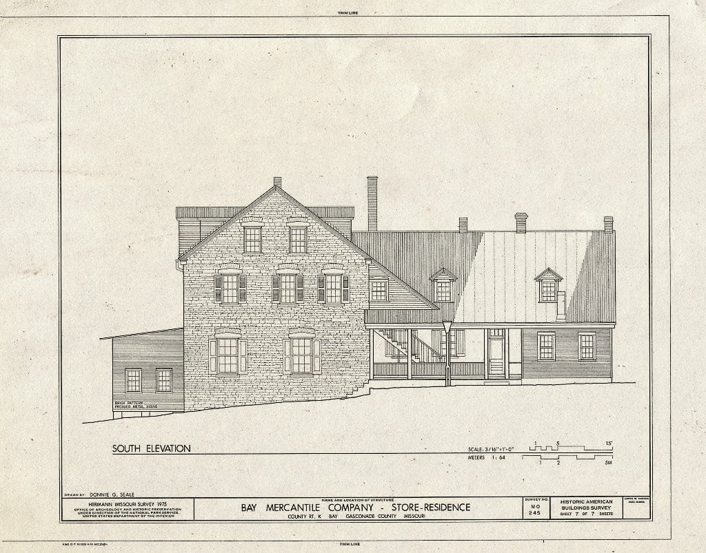 Blueprint HABS MO,37-Bay,1- (Sheet 7 of 7) - Bay Mercantile Company, Store-Residence, County Route K, South of Intersection with Fowler Road, Bay, Gasconade County, MO