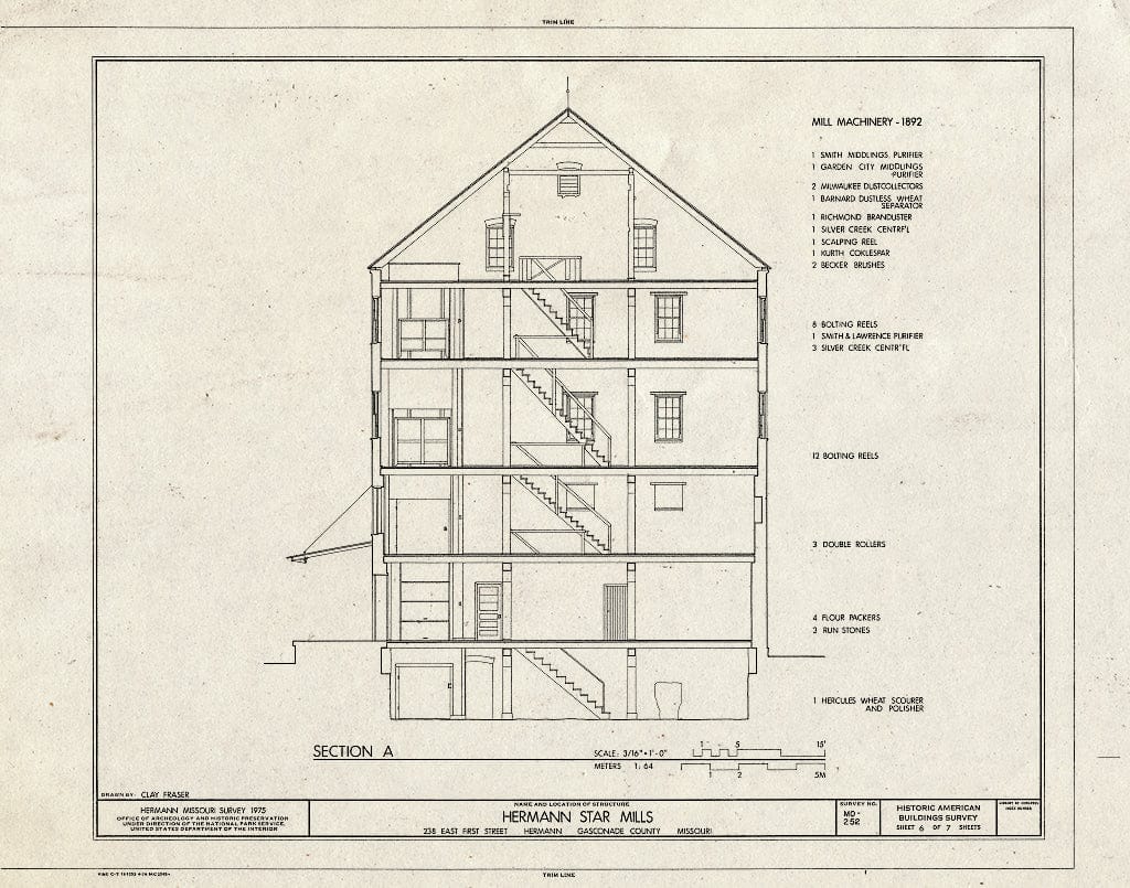 Blueprint HABS MO,37-Herm,7- (Sheet 6 of 7) - Hermann Star Mills, 238 East First Street, Hermann, Gasconade County, MO