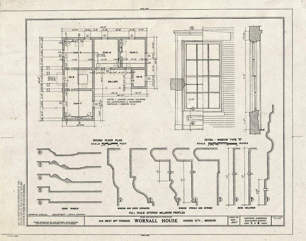 Blueprint HABS MO,48-KANCI,15- (Sheet 2 of 6) - Wornall House, 146 West 61 Terrace, Kansas City, Jackson County, MO