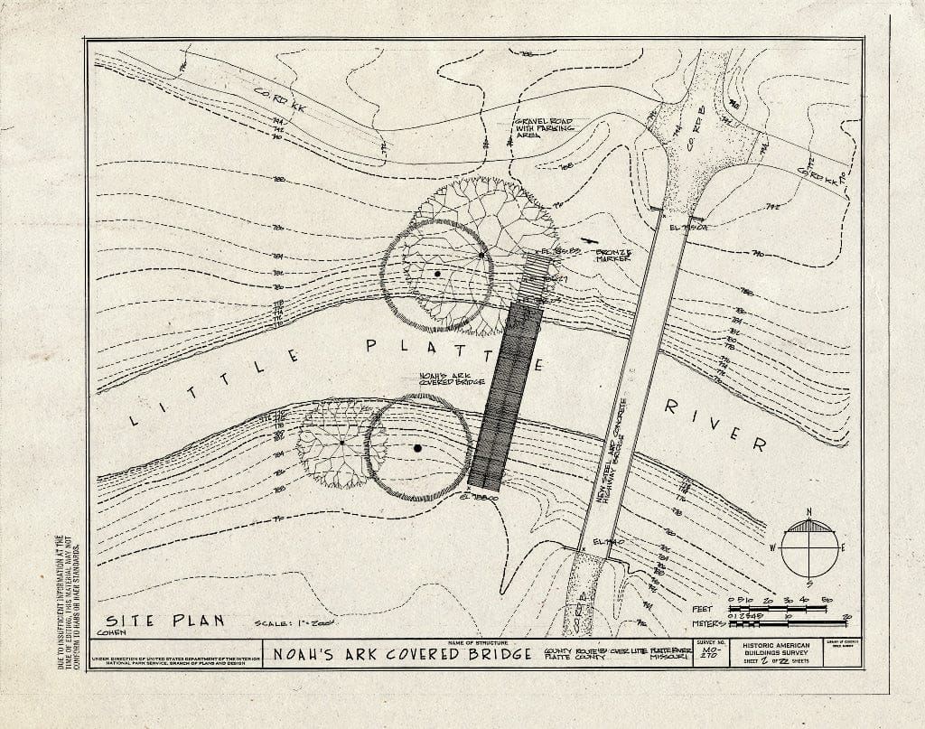 Blueprint 2. Site Plan - Noah's Ark Covered Bridge, County Route B Ove ...
