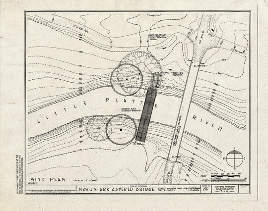 Blueprint 2. Site Plan - Noah's Ark Covered Bridge, County Route B Ove ...