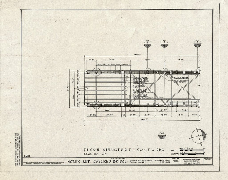 Blueprint 6. Floor Structure-South End - Noah's Ark Covered Bridge, Co ...