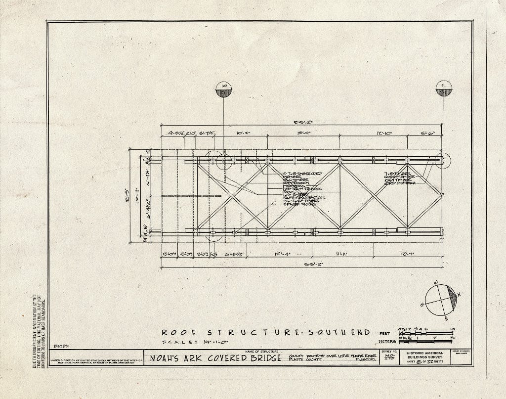 Blueprint 8. Roof Structure-South End - Noah's Ark Covered Bridge, Cou ...