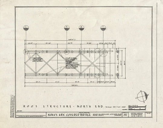 Blueprint 9. Roof Structure-North End - Noah's Ark Covered Bridge, Cou ...