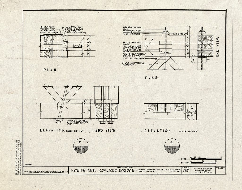 Blueprint 16. Details - Noah's Ark Covered Bridge, County Route B Over ...