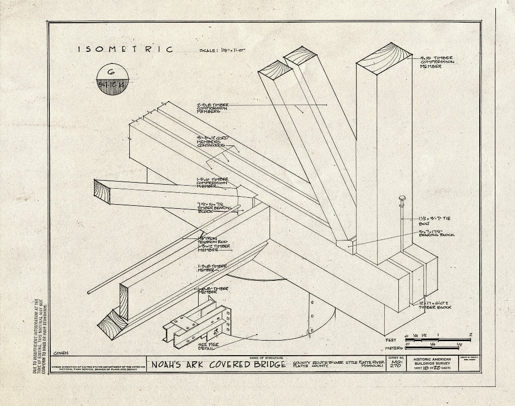 Blueprint 18. Isometric - Noah's Ark Covered Bridge, County Route B Ov ...