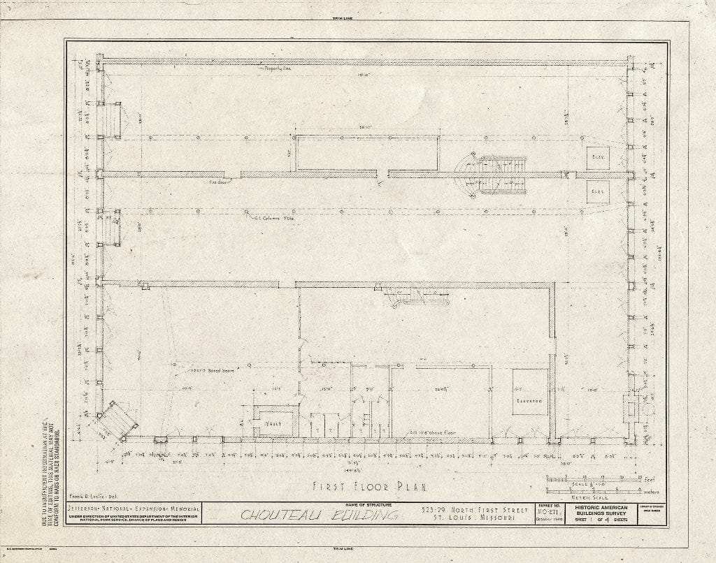 Blueprint HABS MO,96-SALU,88- (Sheet 1 of 4) - Chouteau Building, 523-529 North First Street, Saint Louis, Independent City, MO