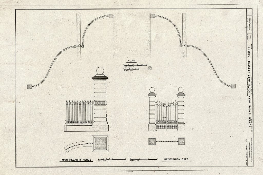 Blueprint HABS MO,96-SALU,46D- (Sheet 1 of 1) - Tower Grove Park, South Gate, 4255 Arsenal Street, Saint Louis, Independent City, MO