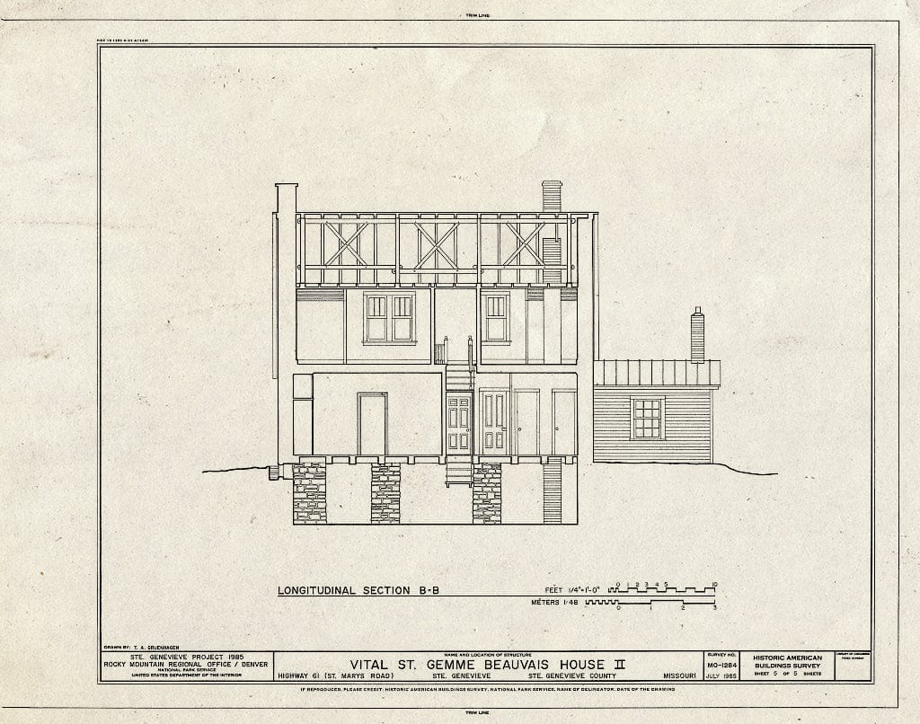 Blueprint HABS 7-SAIGEN,36- [1991(HABS):19] (Sheet 5 of 5) - Vital St. Gemme Beauvais House II, St. Mary's Road, Sainte Genevieve, Ste. Genevieve County, MO