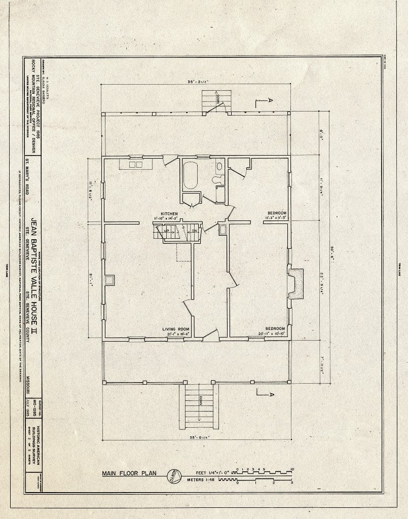 Blueprint HABS MO,97-SAIGEN,34- (Sheet 2 of 5) - Jean Baptiste Valle House II, St. Mary's Road, Sainte Genevieve, Ste. Genevieve County, MO