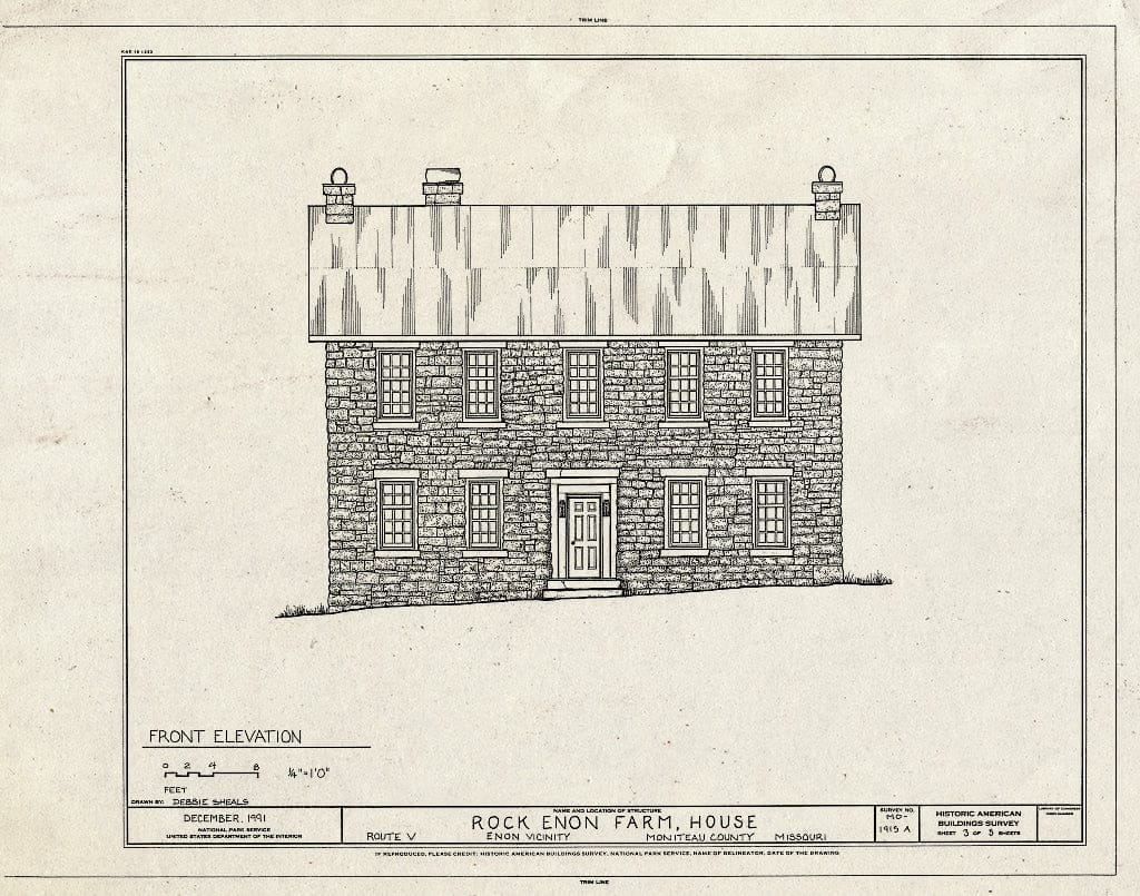 Blueprint HABS MO,68-ENON.V,1A- (Sheet 3 of 5) - Rock Enon Farm, House, State Route V, Enon, Moniteau County, MO