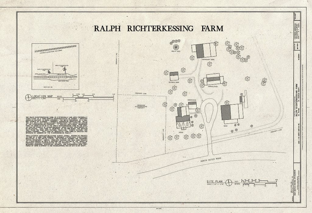 Blueprint HABS MO-1919 (Sheet 1 of 1) - Ralph Richterkessing Farm, 4600 I-70 North Service Road, Saint Peters, St. Charles County, MO