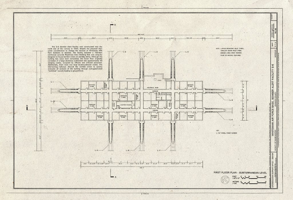 Blueprint HAER MO-86 (Sheet 3 of 6) - Whiteman Air Force Base, Bomber Alert Facility S-6, 1300 Alert Road, Knob Noster, Johnson County, MO