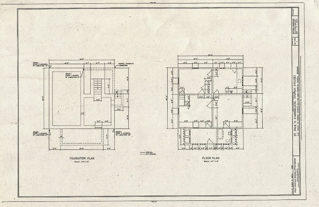 Blueprint HABS MO,36-GER.V,2A- (Sheet 1 of 1) - St. Paul's Evangelical Church, House, U.S. Route 50, Gerald, Franklin County, MO
