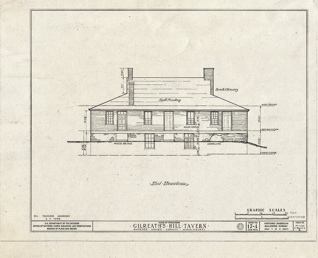 Blueprint HABS Miss,1-Natch,2- (Sheet 7 of 9) - Gilreath's Hill, Canal Street, Natchez, Adams County, MS