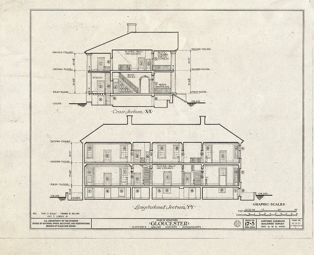 Blueprint HABS Miss,1-Natch.V,1- (Sheet 6 of 6) - Gloucester, Lower Woodville Road, Natchez, Adams County, MS
