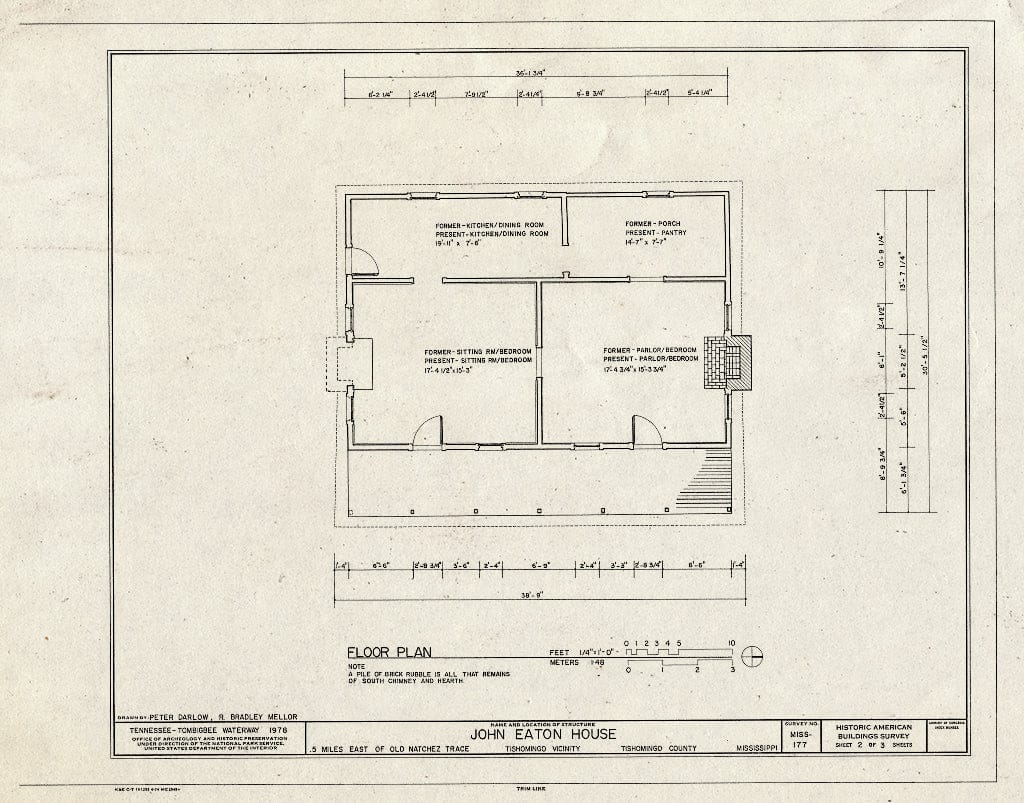 Blueprint HABS Miss,71-Tish.V,6- (Sheet 2 of 3) - John Eaton House, Old Natchez Trace Vicinity, Tishomingo, Tishomingo County, MS