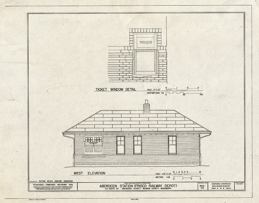 Blueprint HABS Miss,48-ABDE,12- (Sheet 4 of 4) - Aberdeen Station, U.S. Route 45, Aberdeen, Monroe County, MS