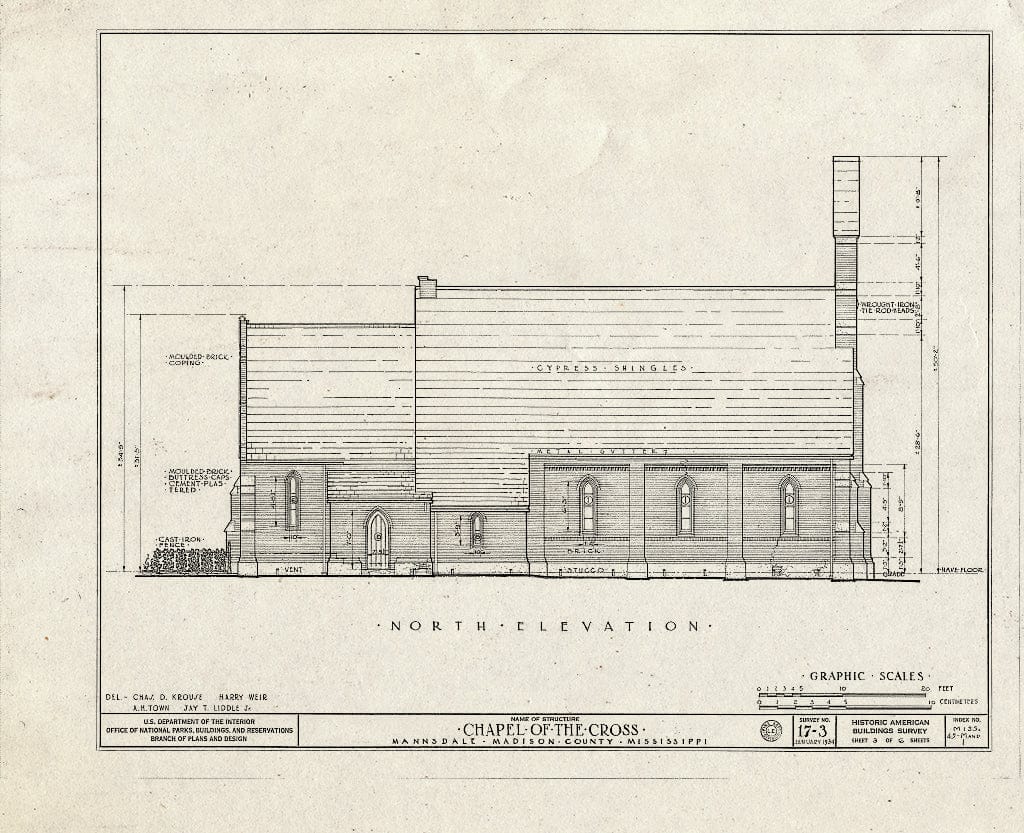 Blueprint HABS Miss,45-MAND,1- (Sheet 3 of 6) - Chapel of The Cross, Mannsdale, Madison County, MS
