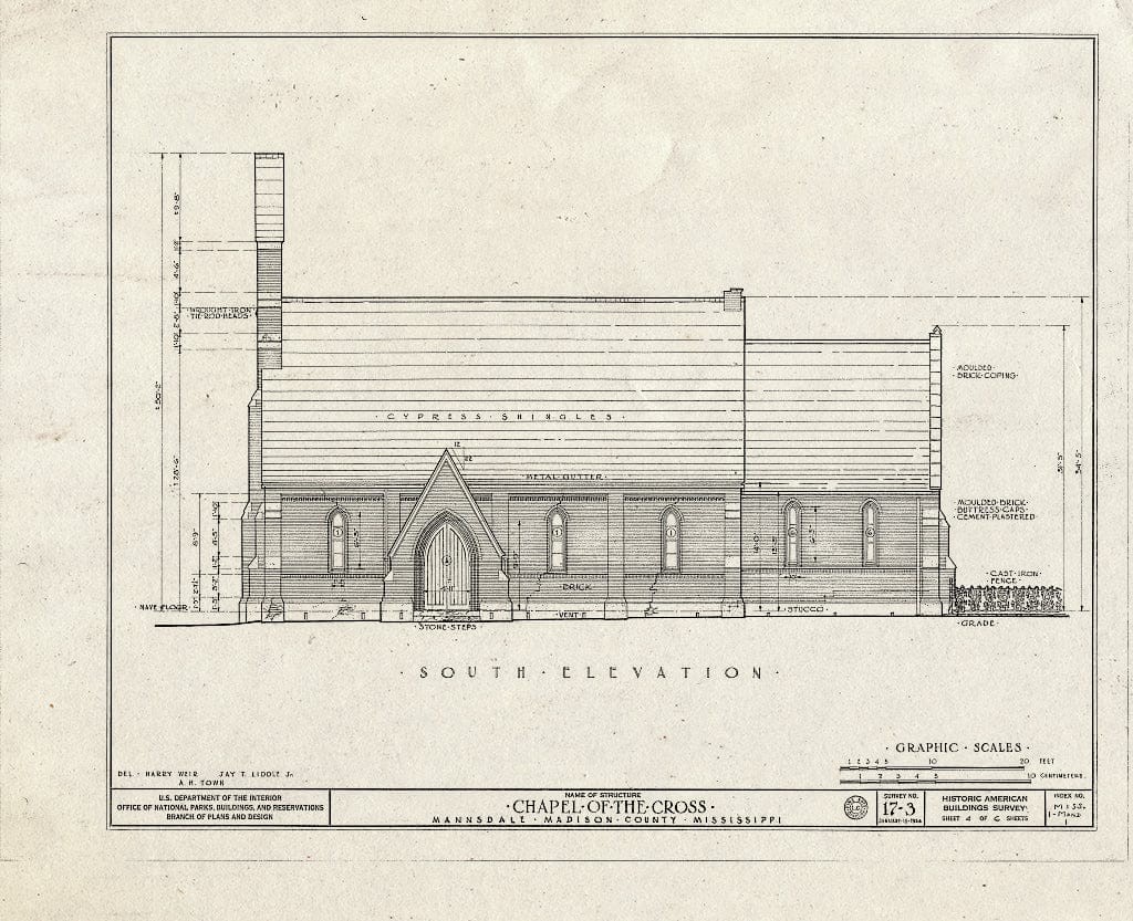 Blueprint HABS Miss,45-MAND,1- (Sheet 4 of 6) - Chapel of The Cross, Mannsdale, Madison County, MS