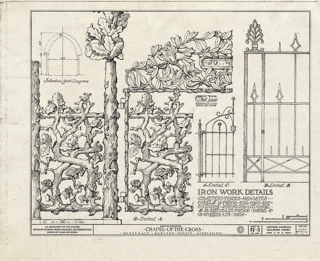 Blueprint HABS Miss,45-MAND,1- (Sheet 6 of 6) - Chapel of The Cross, Mannsdale, Madison County, MS