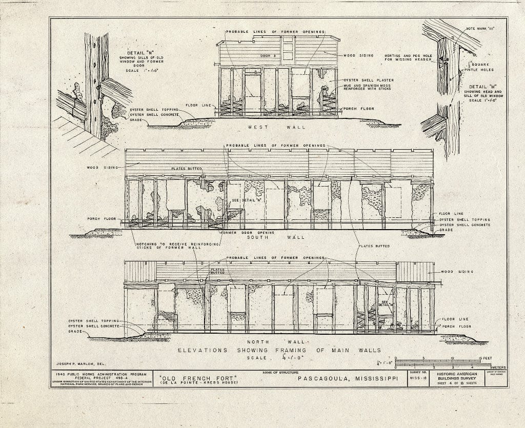 Blueprint HABS Miss,30-PASCA,3- (Sheet 4 of 8) - Old French Fort, Pascagoula, Jackson County, MS