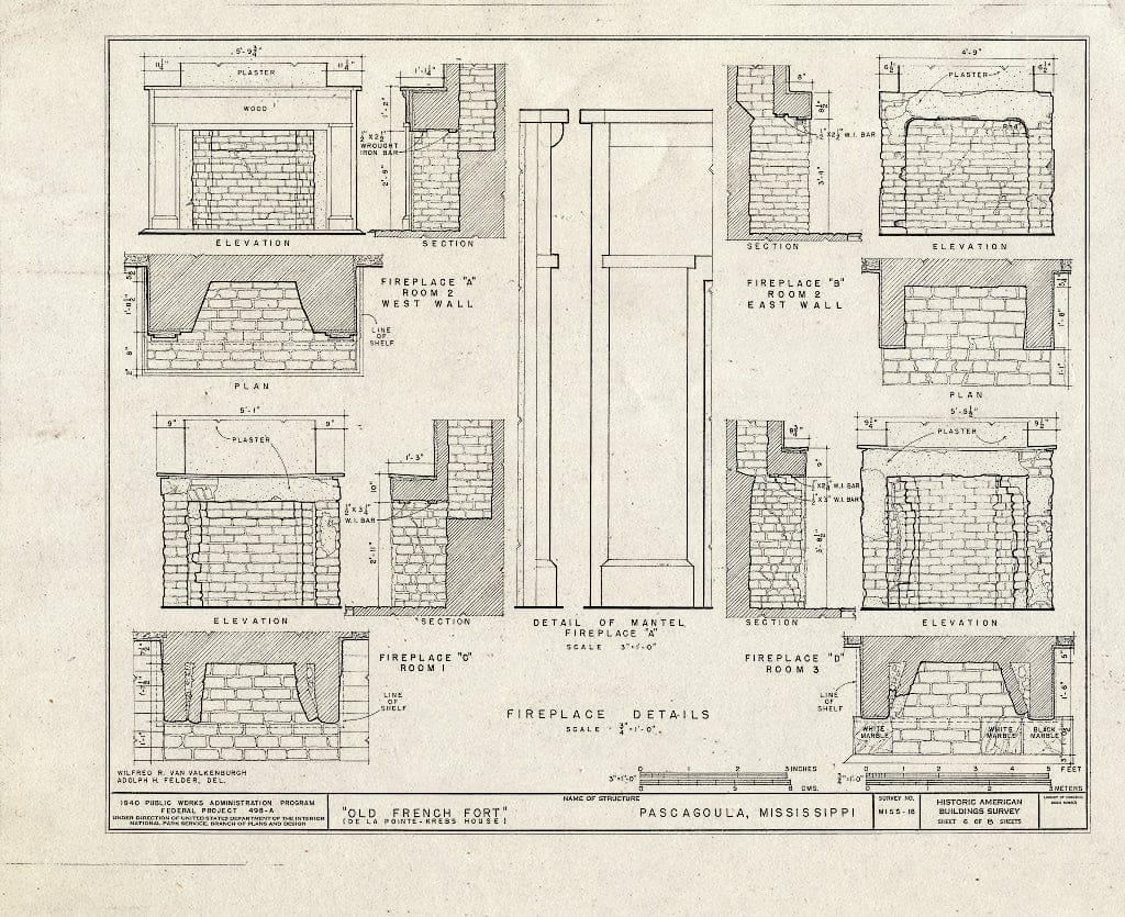 Blueprint HABS Miss,30-PASCA,3- (Sheet 6 of 8) - Old French Fort, Pascagoula, Jackson County, MS