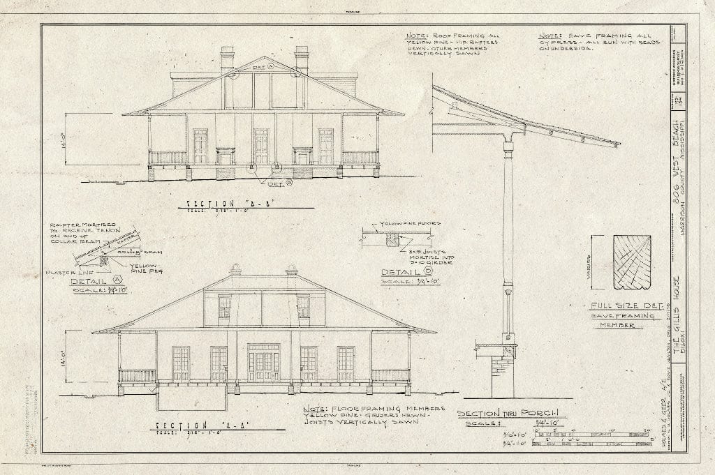Blueprint HABS Miss,24-BILX,6- (Sheet 7 of 10) - Gillis House, 513 East Beach Boulevard (Moved to), Biloxi, Harrison County, MS
