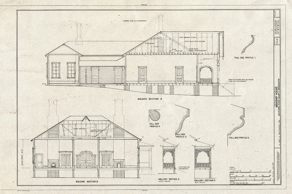 Blueprint HABS Miss,25-Jack,7- (Sheet 6 of 10) - Manship House, Northwest & Fortification Streets, Jackson, Hinds County, MS