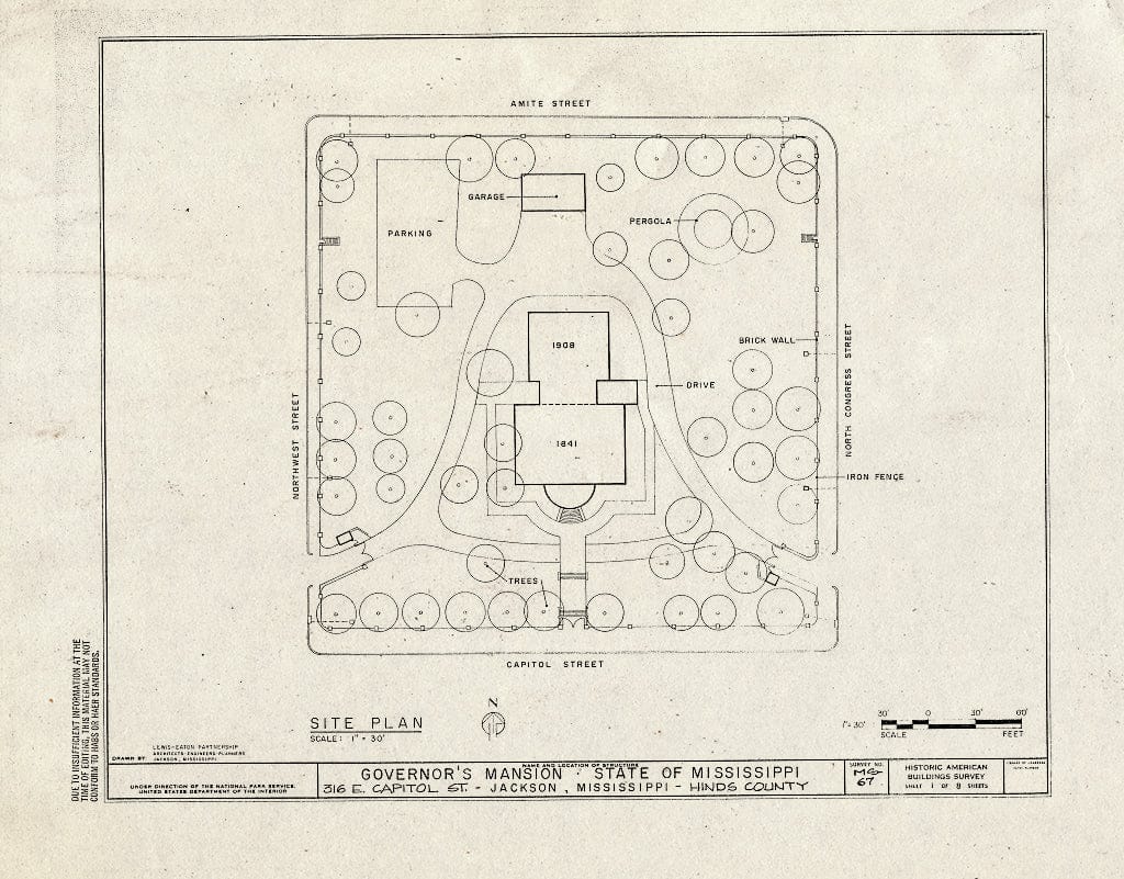Blueprint HABS Miss,25-Jack,6- (Sheet 1 of 8) - Governor's Mansion, 316 East Capitol Street, Jackson, Hinds County, MS