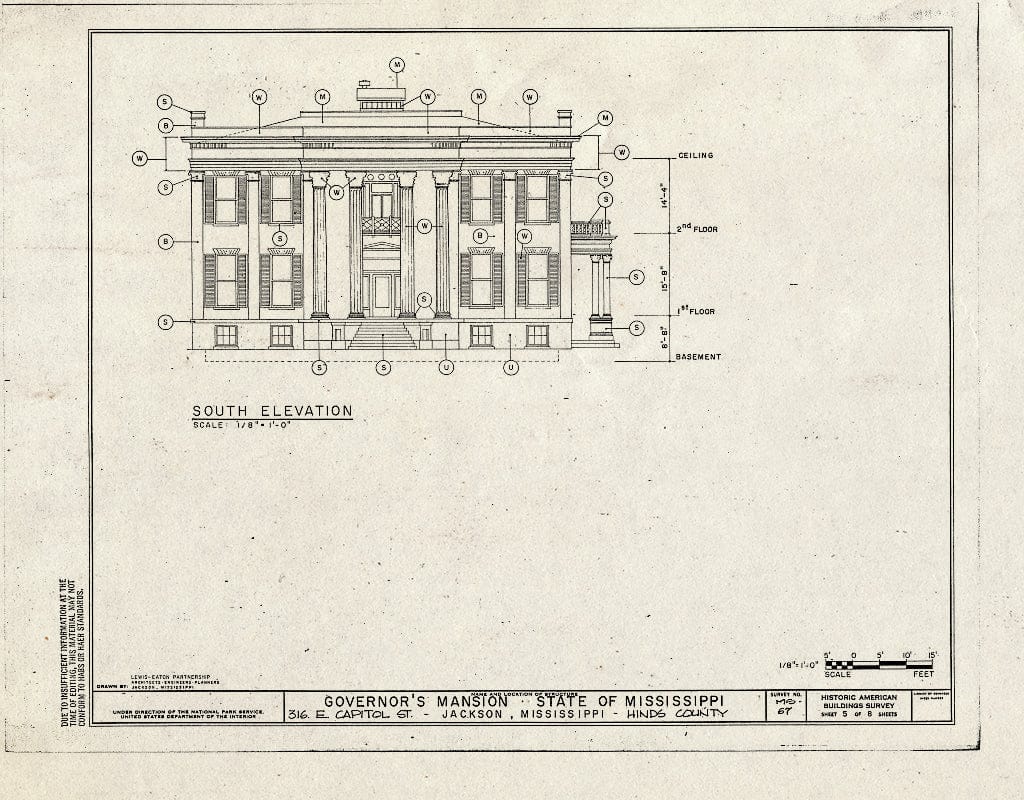 Blueprint HABS Miss,25-Jack,6- (Sheet 5 of 8) - Governor's Mansion, 316 East Capitol Street, Jackson, Hinds County, MS