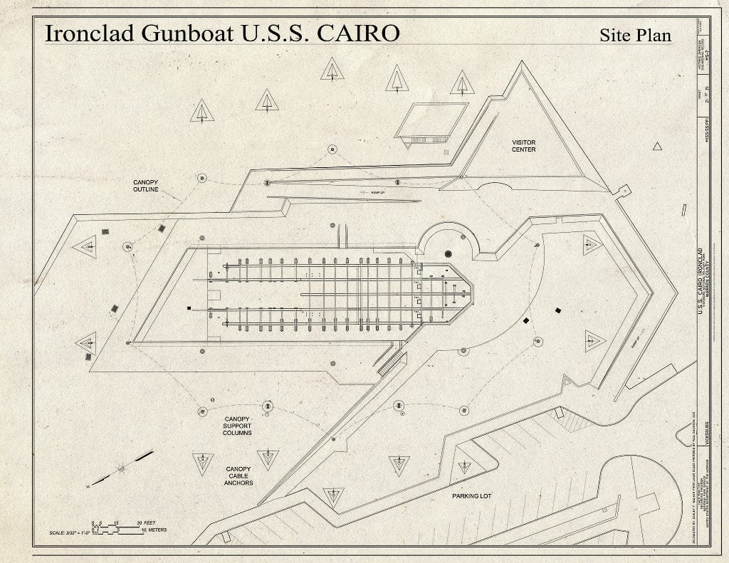 Blueprint Site Plan - U.S.S. Cairo Ironclad, Vicksburg, Warren County, MS