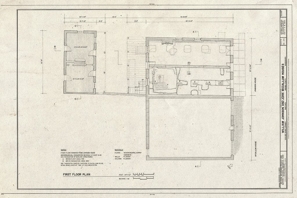 Blueprint HABS Miss,1-Natch,32- (Sheet 2 of 8) - Johnson & McCallum Houses, 210-212 State Street, Natchez, Adams County, MS