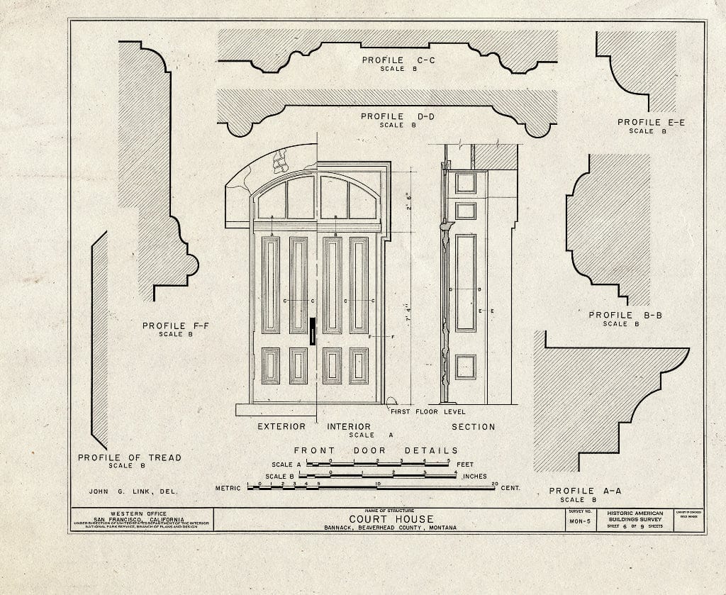 Historic Pictoric : Blueprint HABS Mont,1-BRAN,2- (Sheet 6 of 9) - Beaverhead County Courthouse, North Side of Main Street, Bannack, Beaverhead County, MT