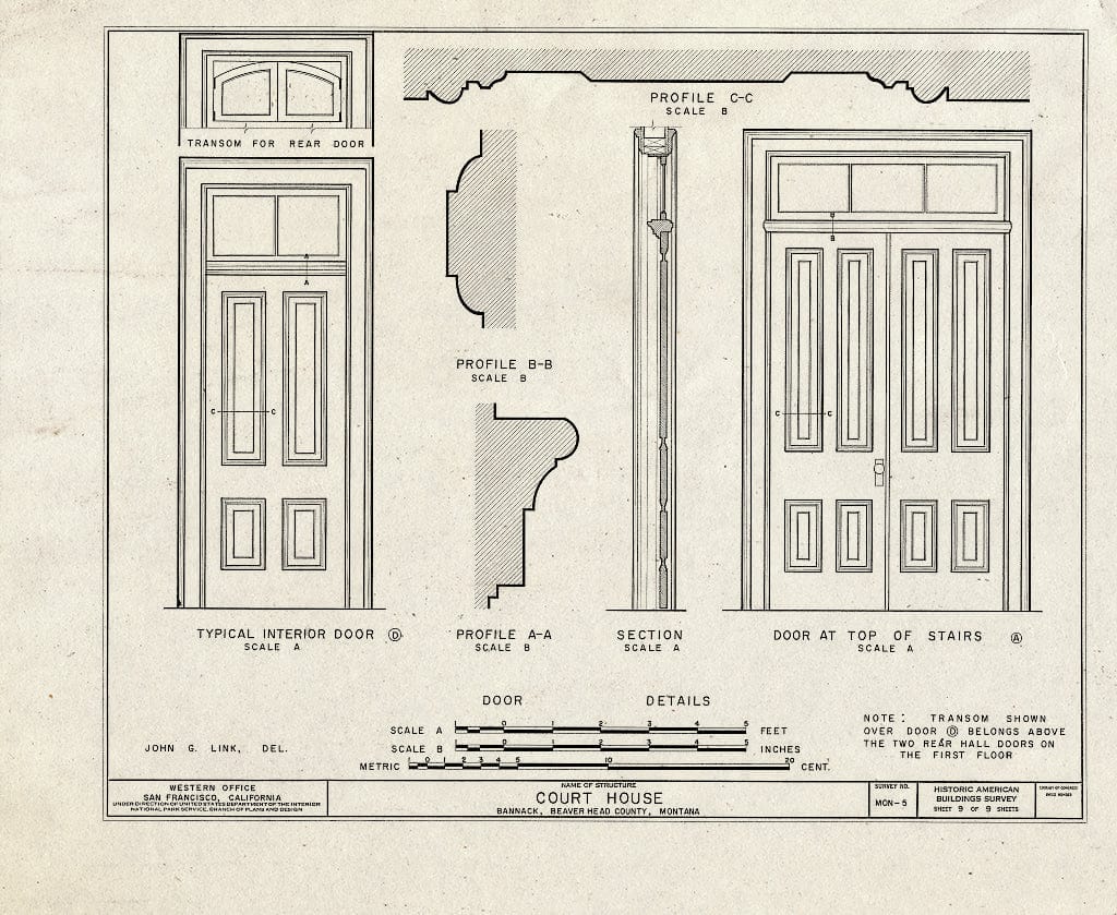 Historic Pictoric : Blueprint HABS Mont,1-BRAN,2- (Sheet 9 of 9) - Beaverhead County Courthouse, North Side of Main Street, Bannack, Beaverhead County, MT