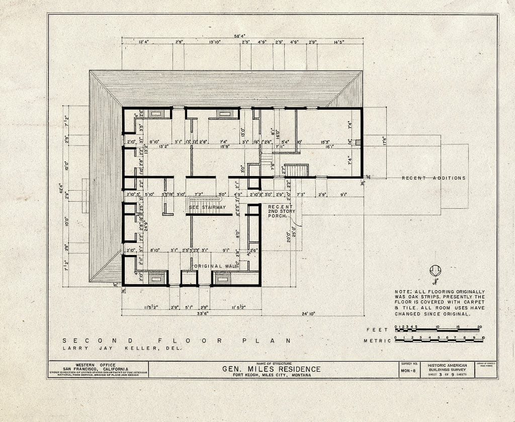 Historic Pictoric : Blueprint HABS Mont,9-MILCI,1- (Sheet 3 of 9) - General Miles House, Highway 10, Miles City, Custer County, MT